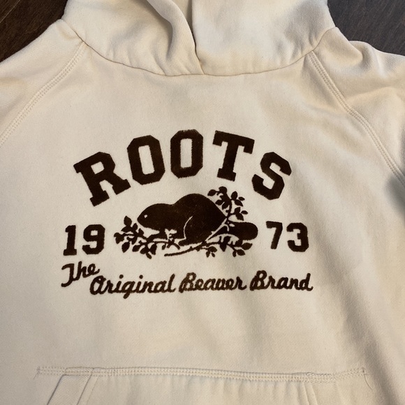 Roots Hoodie Hooded Sweatshirt Size M Ivory - Picture 2 of 10
